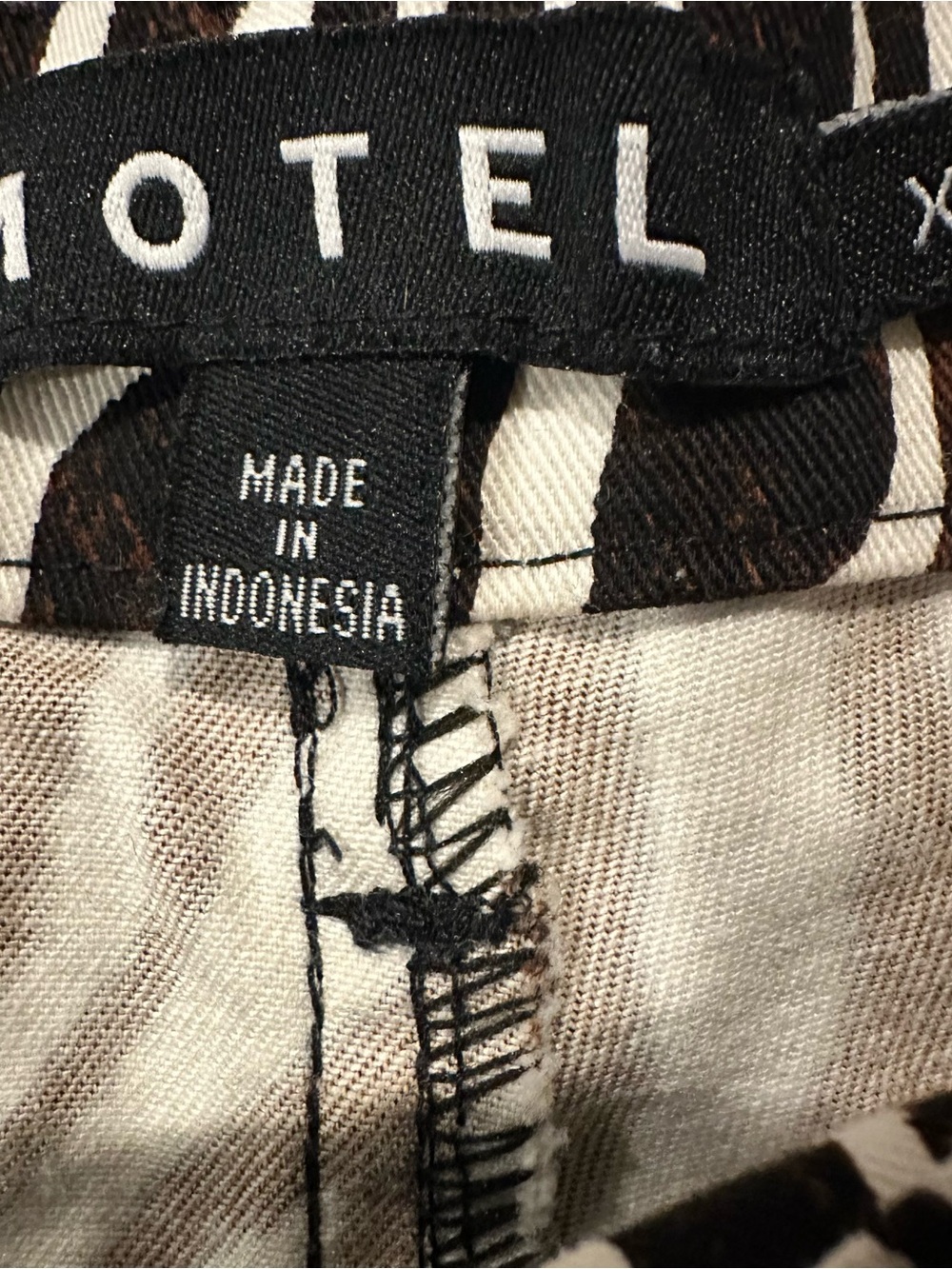 MOTEL Rocks Zoven Trouser Dark Brown and Cream Straight Leg Pants Size X Small - Picture 6 of 9